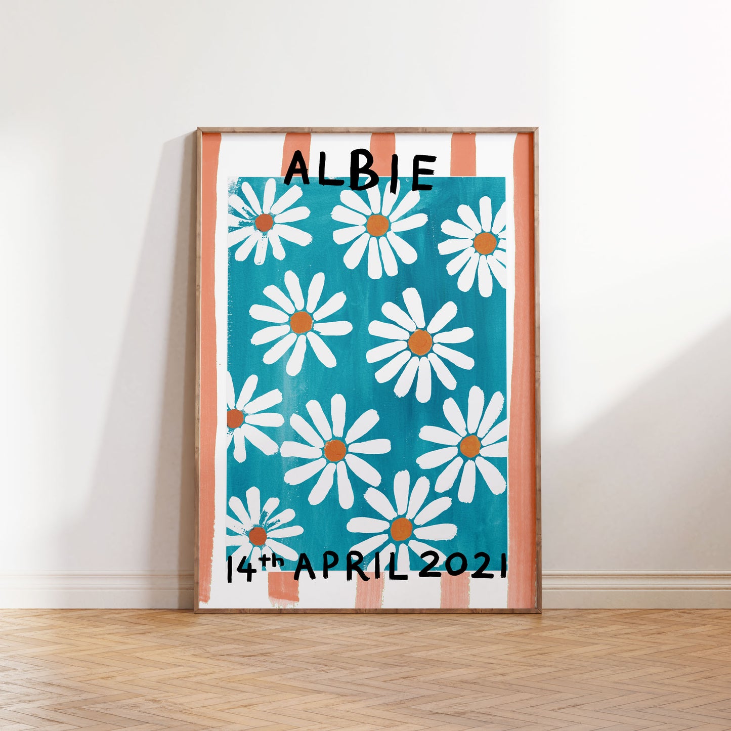 abstract daisy birth flower art print