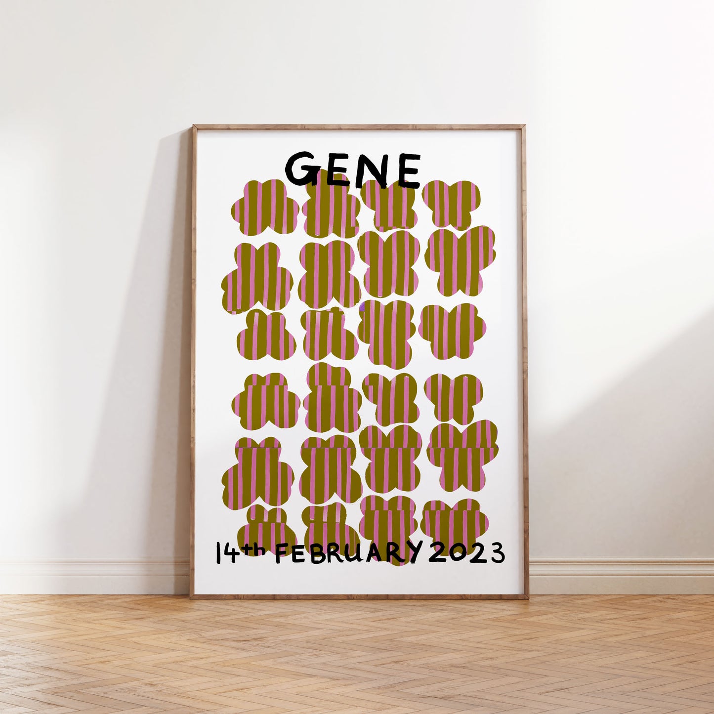 PERSONALISED STRIPE BIRTH FLOWER ART PRINT