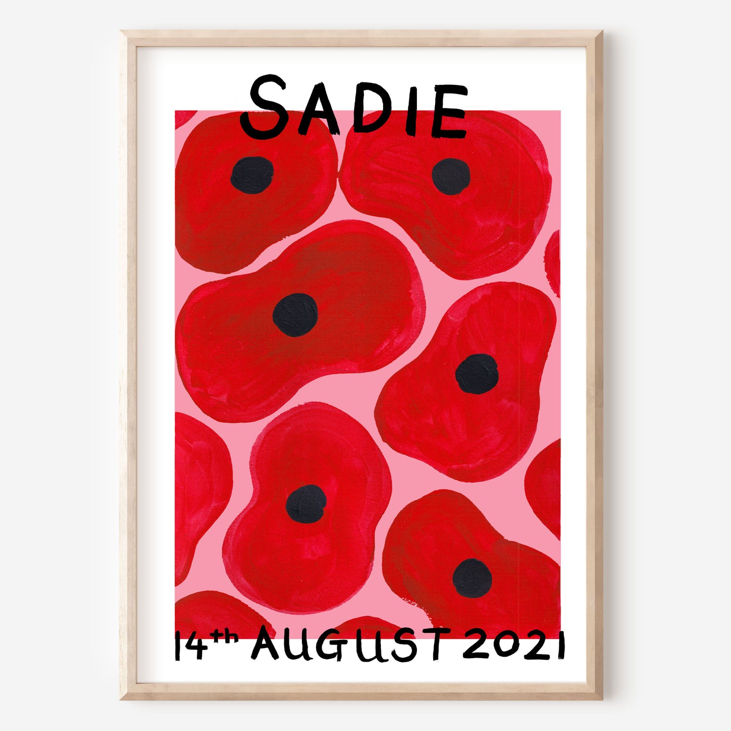 Poppy August abstract birth flower art print