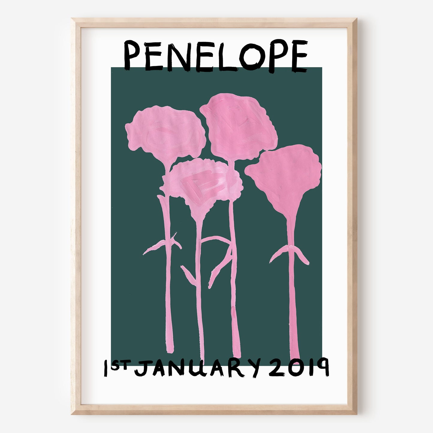 January abstract birth flower art print carnations
