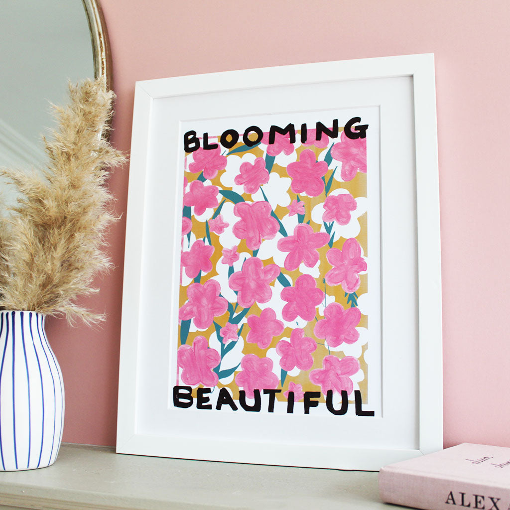 Floral typography wall art print