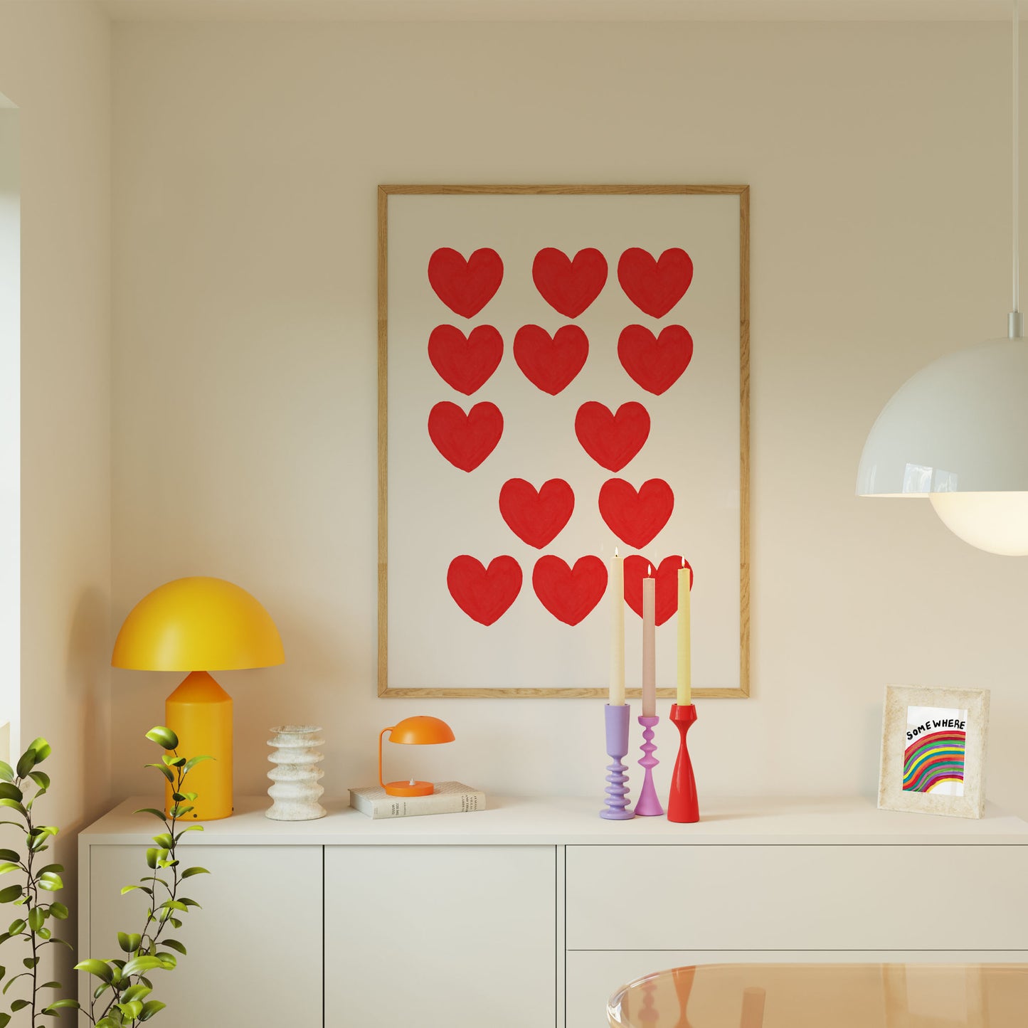 contemporary hearts art print