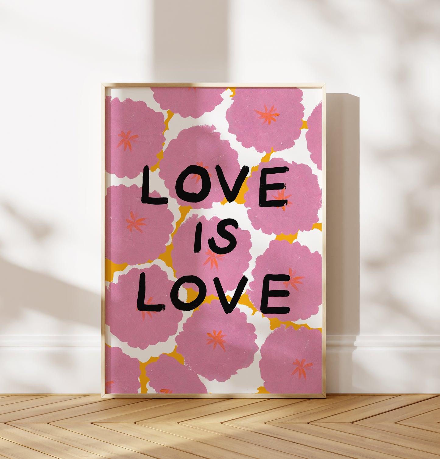 70s LOVE FLORAL ART PRINT