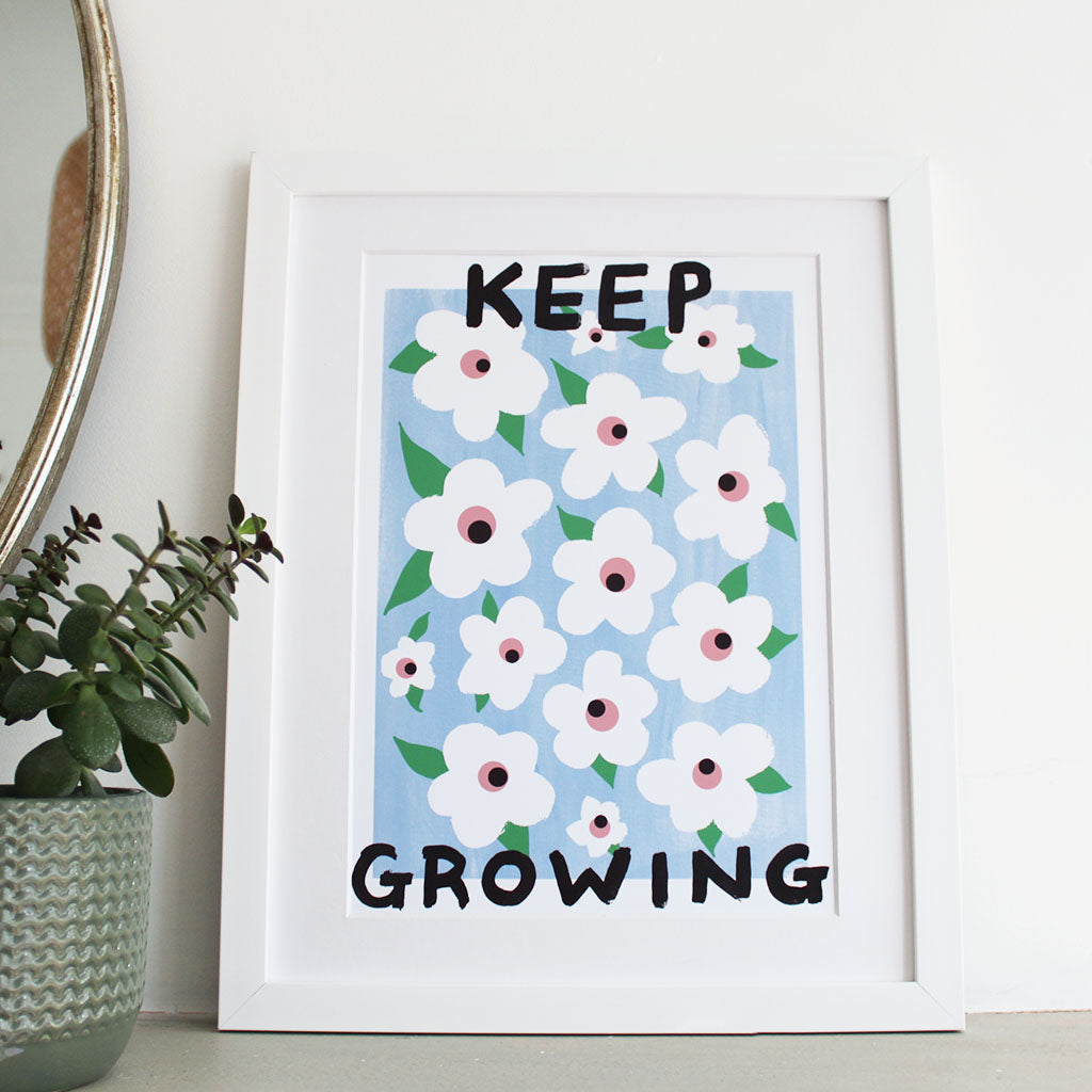 floral positive typography art print